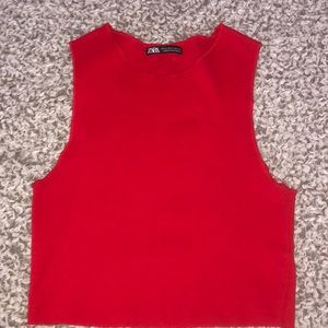 Zara red crop tank